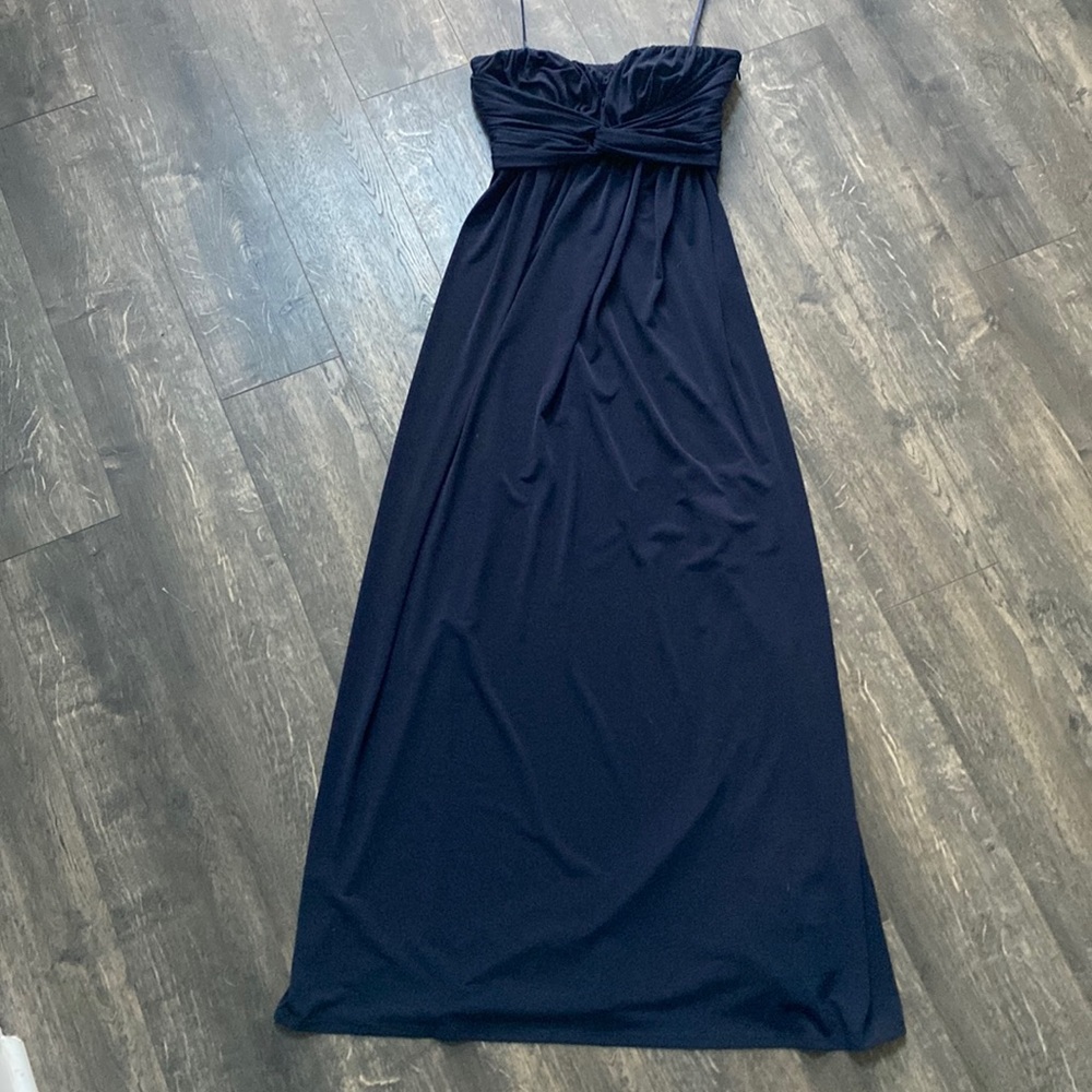 Jessica Simpson Strapless Twist Bust Maxi Gown - Size 4 Navy